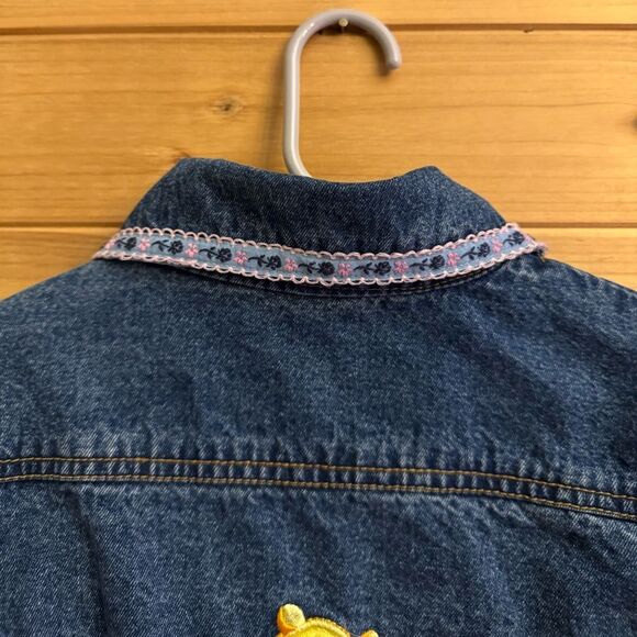 Vintage Disney Winnie The Pooh Size 6 Floral Embroidered Denim Jean Jacket - Picture 7 of 11